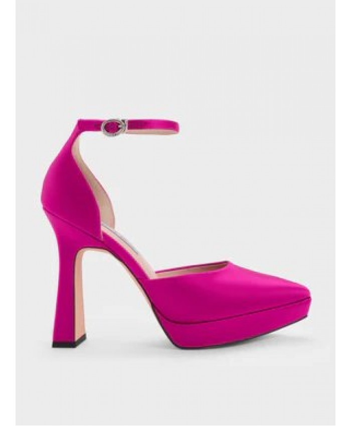 Charles and Keith, Pink- Ankle Strap D'Orsay Pumps 