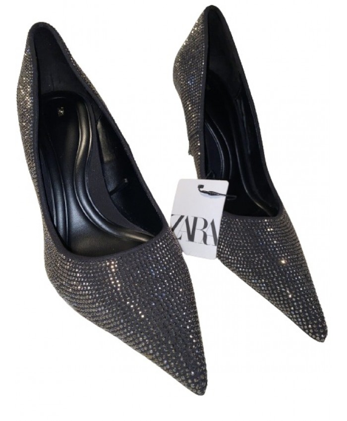 Zara Black Studded High Heels